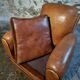 Fauteuil club français vintage en cuir, années 1940–1950 – fauteuil en cuir pleine fleur cognac