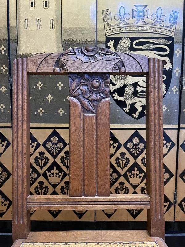 Set of 6 Art Deco chairs in oak and cane - caned