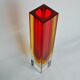 Red and yellow cubic Sommerso vase by Flavio Poli for Seguso, Murano, Italy, 1970