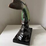 Poisson en plâtre émaillé vintage