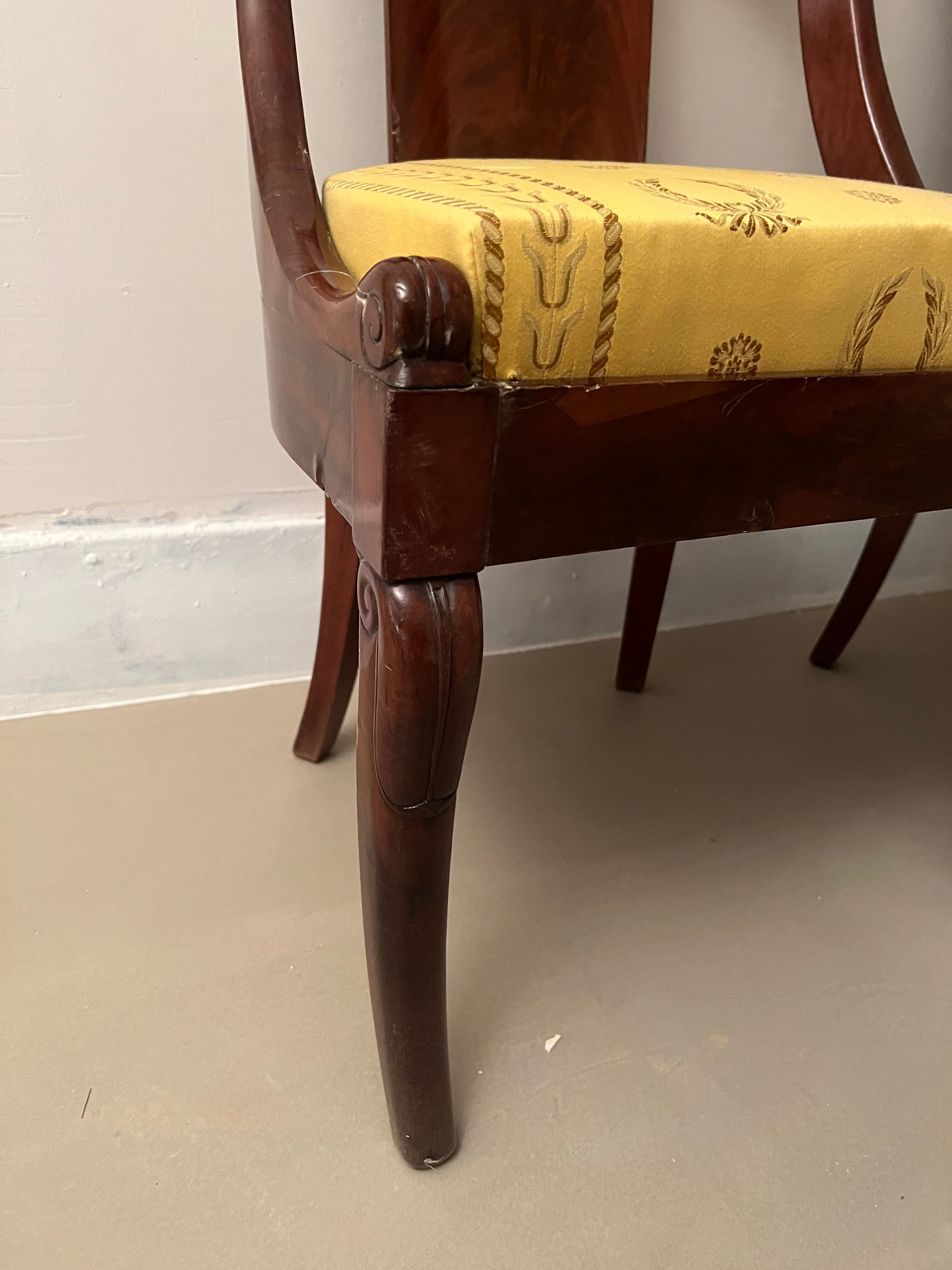 Pair of mahogany empire chairs
