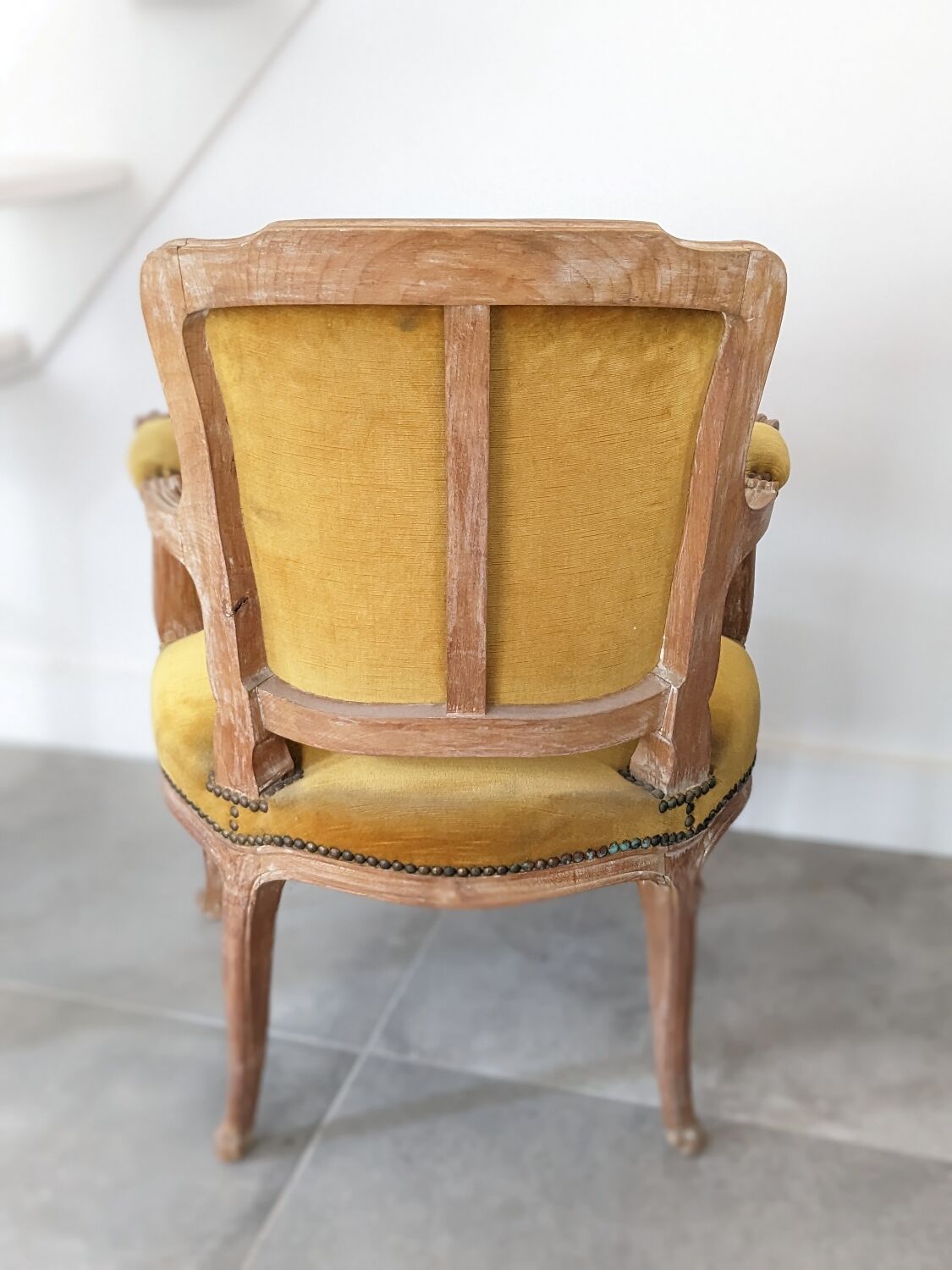 Vintage velvet convertible armchair mustard yellow