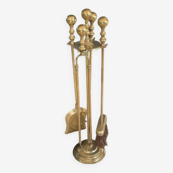 Brass fireplace set