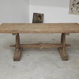 Large 19th century elm monastery table with solid top