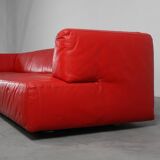 Red Mid-century 3-seater Leather Sofa by Edra, Italy 2000