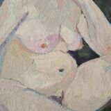 Portrait of nude in the studio - oil by Myriem Bordes 1923