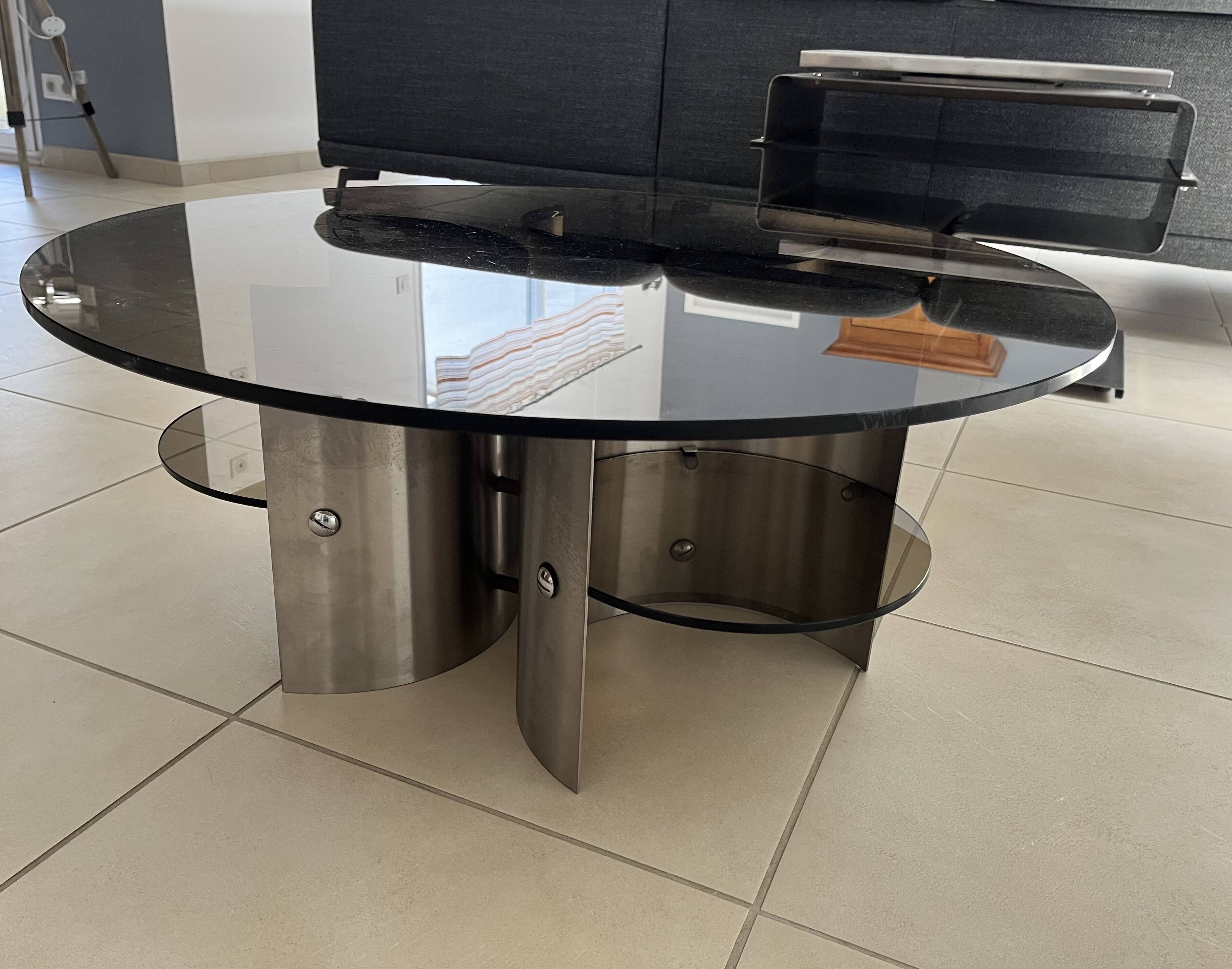 Chrome coffee table Space Age 1970