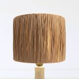 Floor lamp in stoneware with raffia lampshade