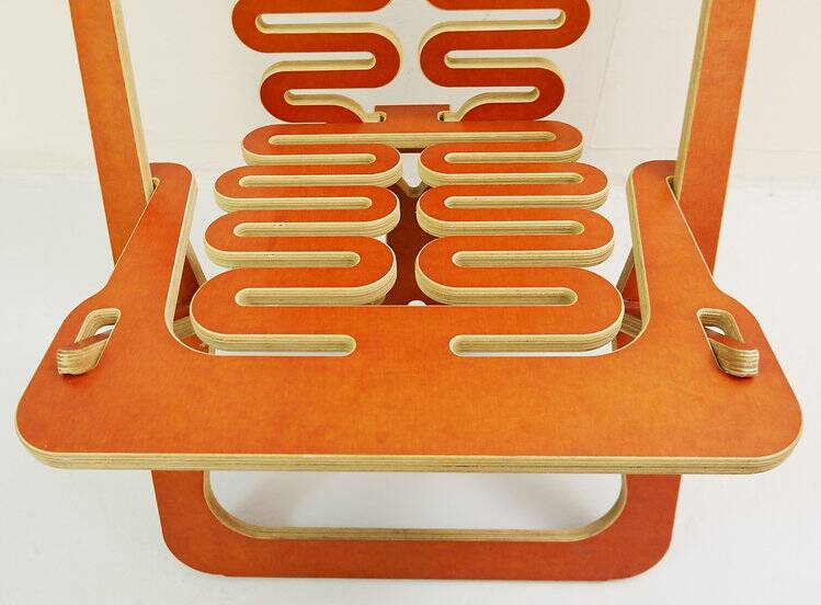 Gregg Fleishman Prototype European cutout plywood "Lumbarest" or Puzzle chair, from the 1970s