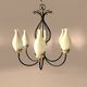Vintage chandelier in black metal and brass - 6 branches