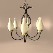 Lustre 6 feux vintage en métal noir et laiton