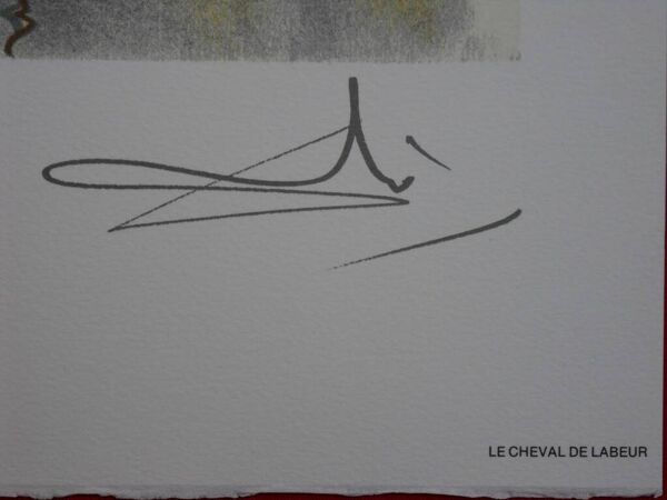 Salvador Dali : Les Chevaux, Le Cheval de Labeur - Lithographie signée