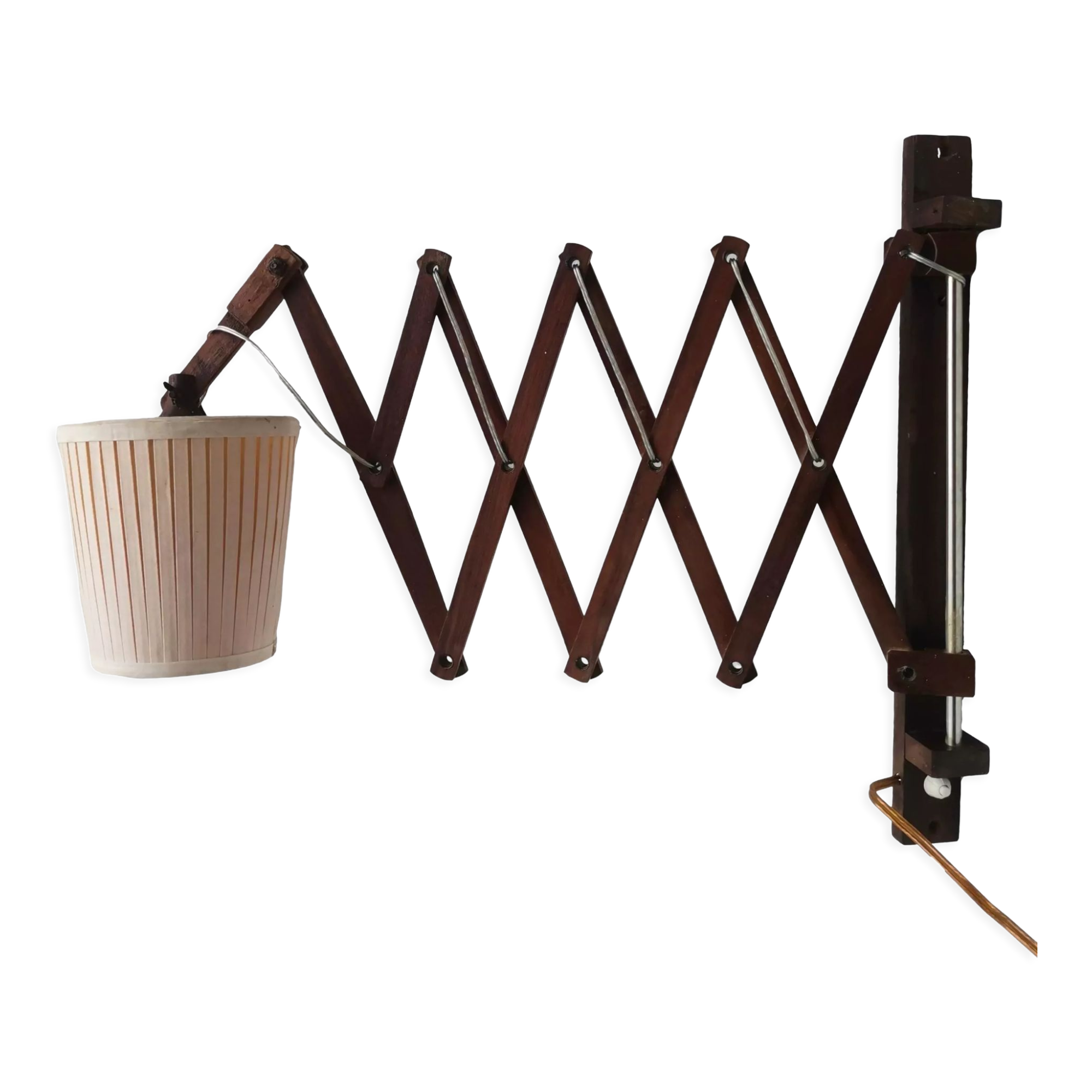 Scandinavian wooden scissor wall light fixture lamp 1960s