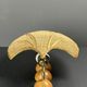 Pair midcentury Italian rattan wicker pine brass scallop wall sconces 1970s