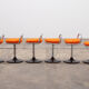 6 Italian low bar stools with orange seat 1970 Joe Colombo style