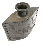 Dark green brutalist ceramic vase, Italy 1980s