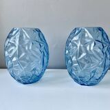 Paire de vases Art Déco en pâte de verre bleue