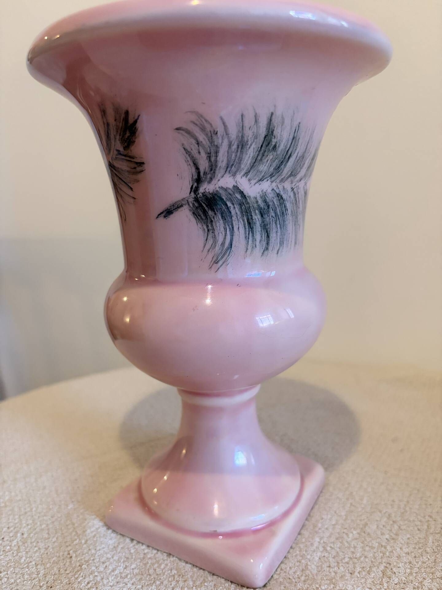 Mid-Century Vintage Pink Ceramic Urn Vase by Soveram France – Hand-Sha