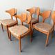 Set of 4 organic dining chairs, solid teak wood by Kai Kristiansen for Schou Andersen, Denmark, 1970s