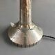 Art Deco table lamp, hammered metal base, glass shade, Degué, France, 1920-30s