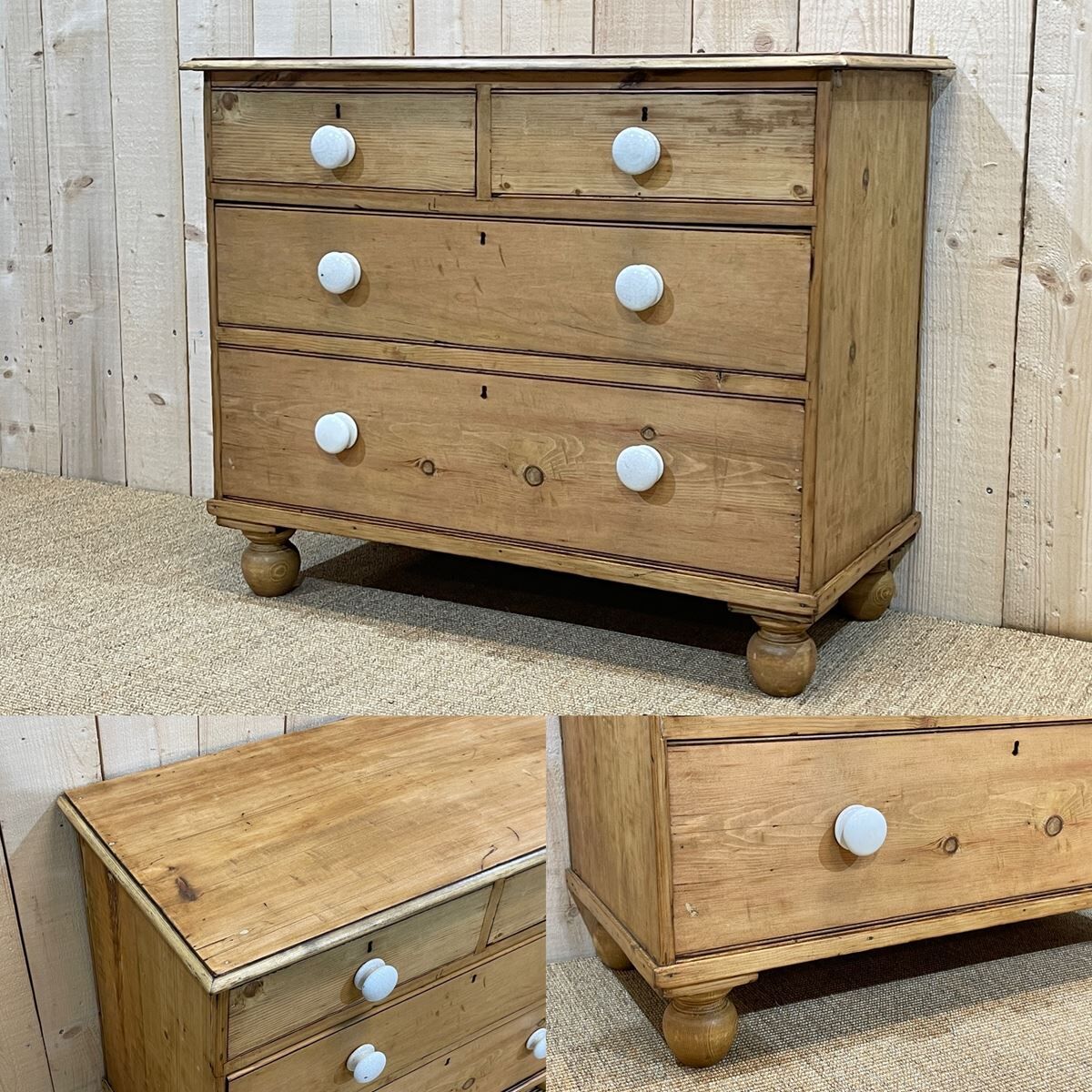 English dresser XIXth fir with its white porcelain buttons