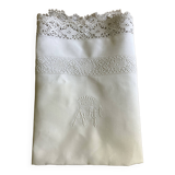 Old linen, pillowcase, AT monogram
