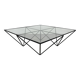Pyramidal coffee table in steel wire and glass in the style of Piva