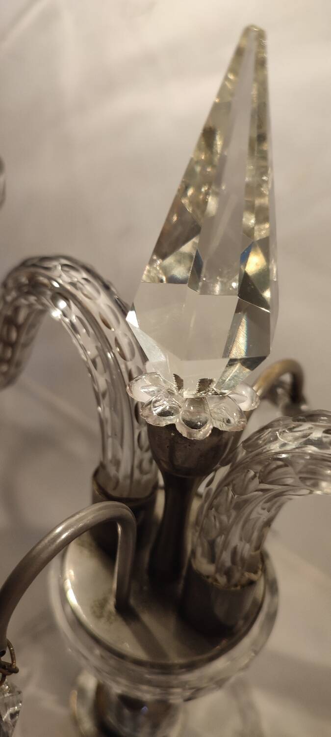 Lámpara de mesa de cristal. Francia, 1950s.