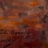 1920s French Riviera Seascape  Oil Painting of Saint Tropez Coast on Panel