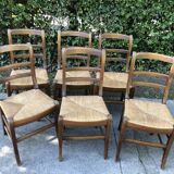 Six rustic mulched chairs