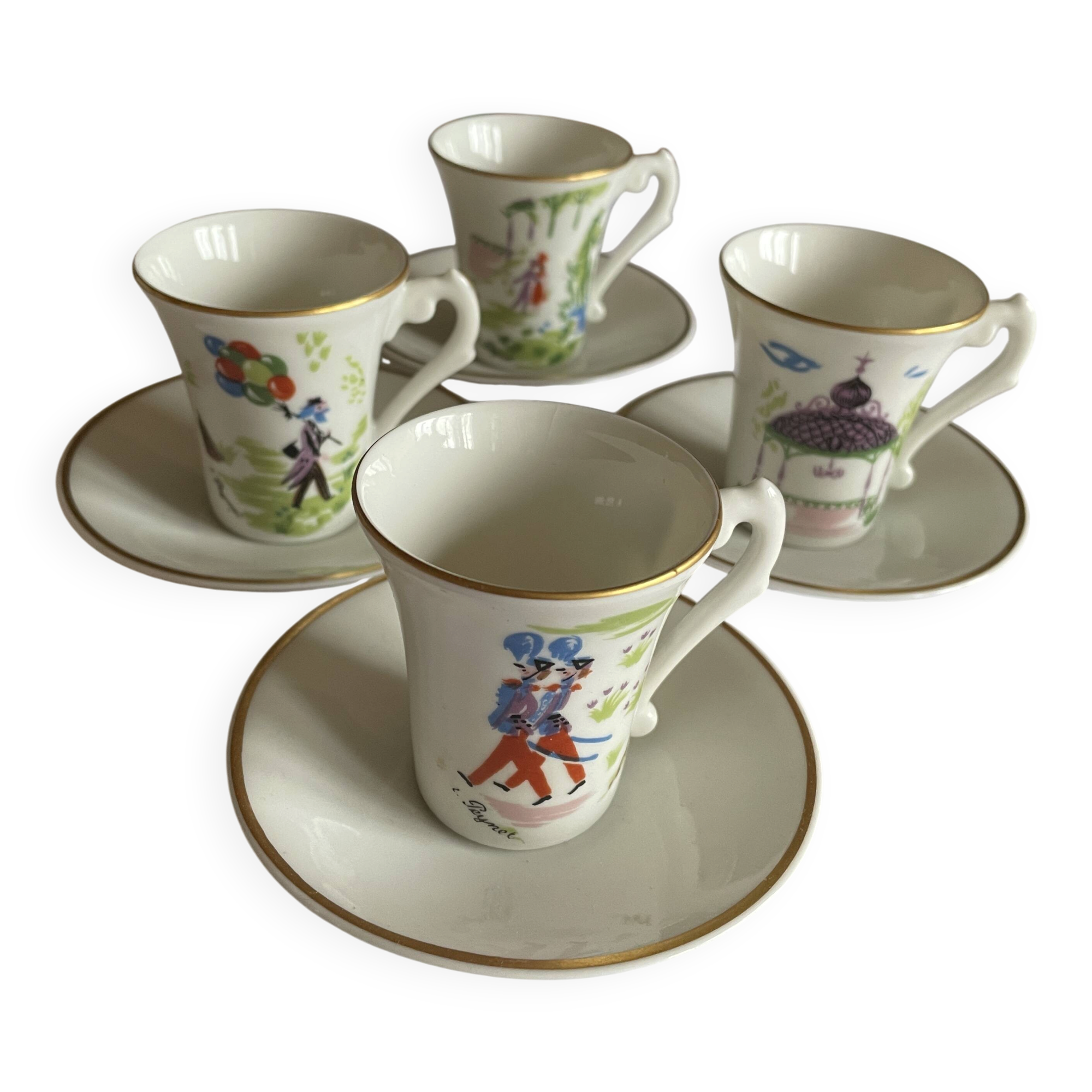 Limoges porcelain coffee service, signed peynet, in very good condition.