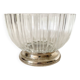 Saladier ou Coupe à fruits en verre et métal argenté