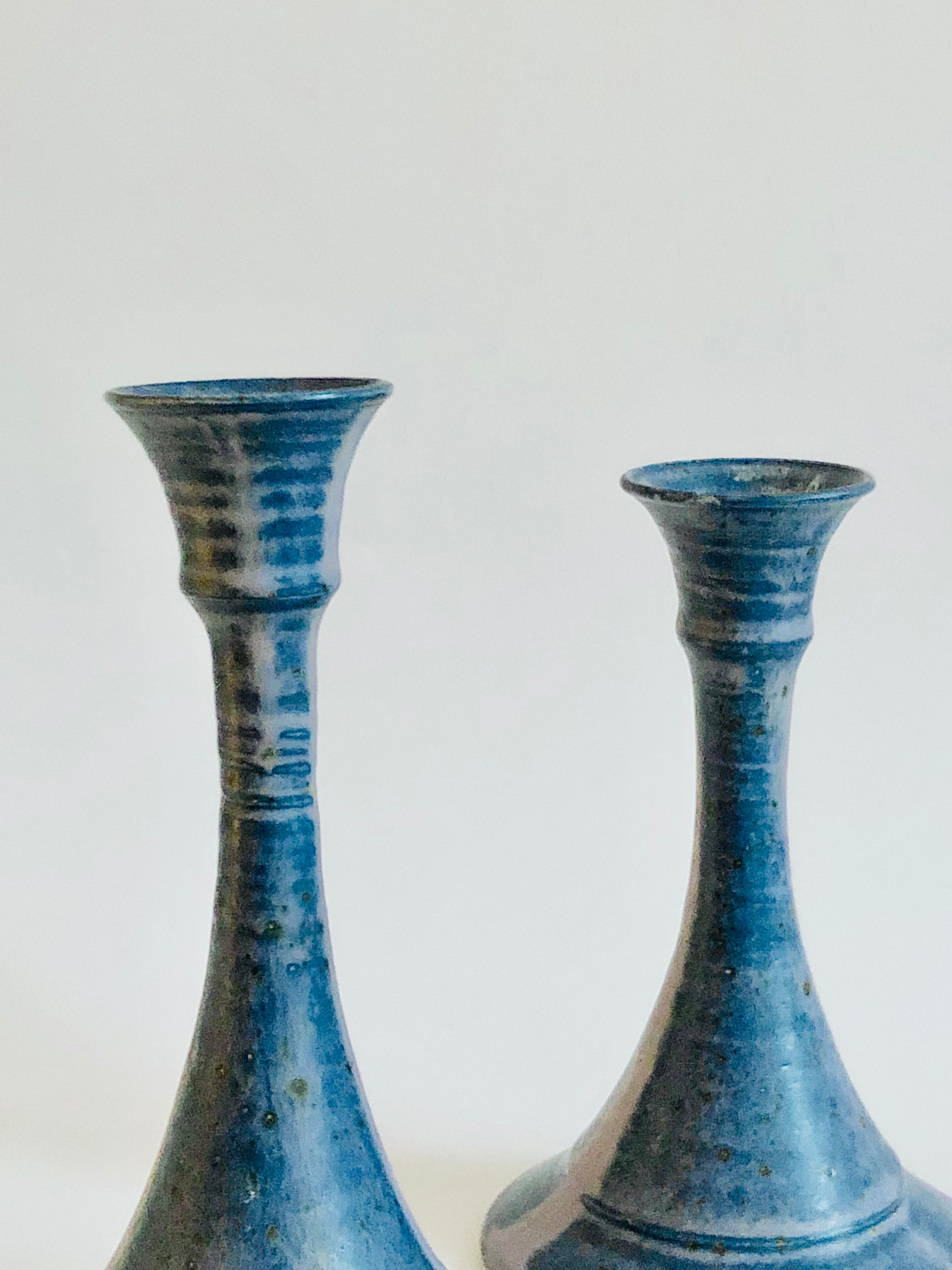 Pair of vintage ceramic candle holders