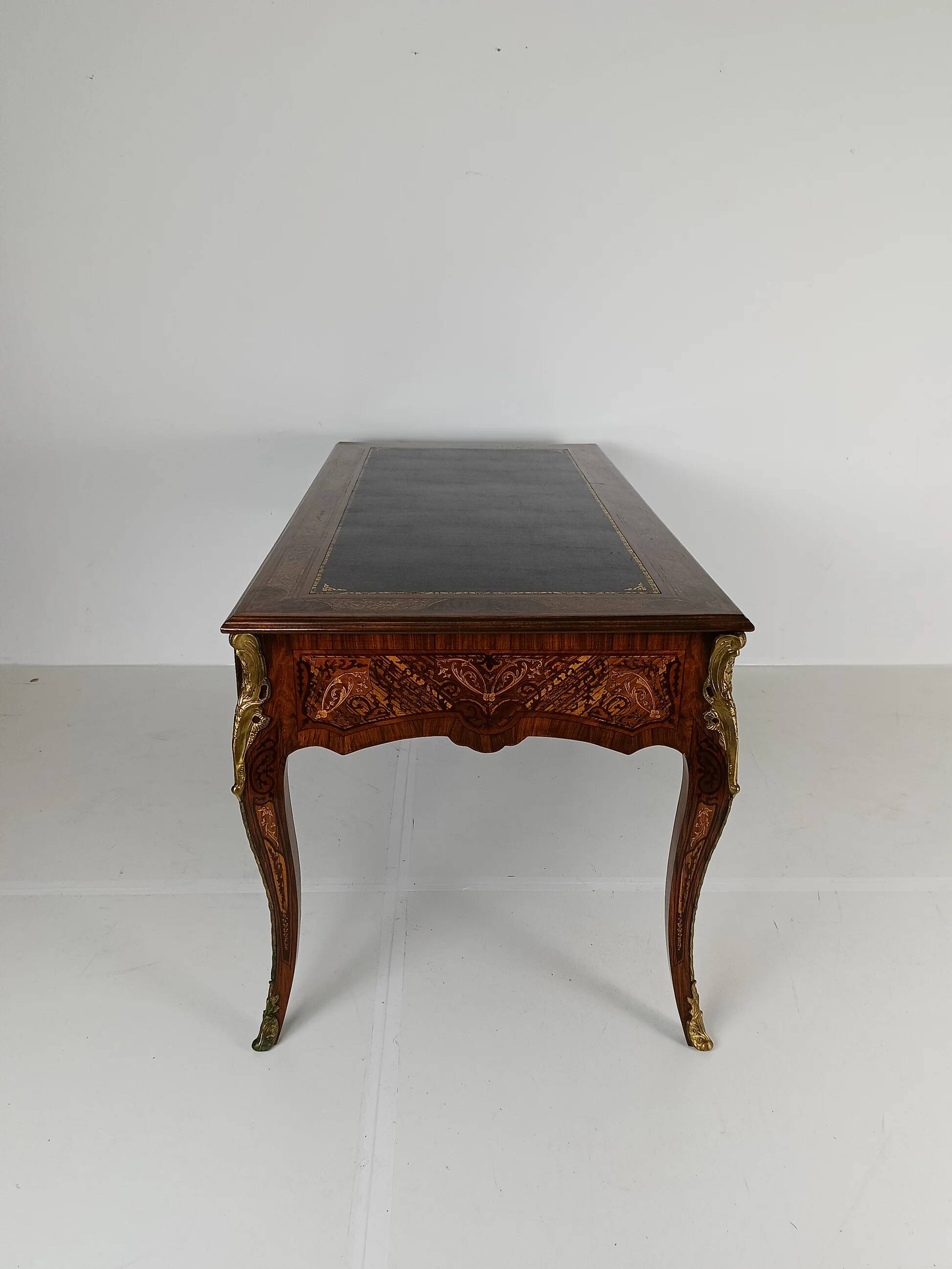 Louis XV style double-sided mahogany and rosewood flat desk