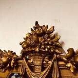 Antique English golden barock mirror mirror with large ornament