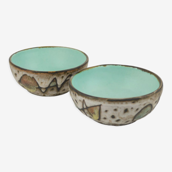 Pair of earthenware cups by Marius Bessone