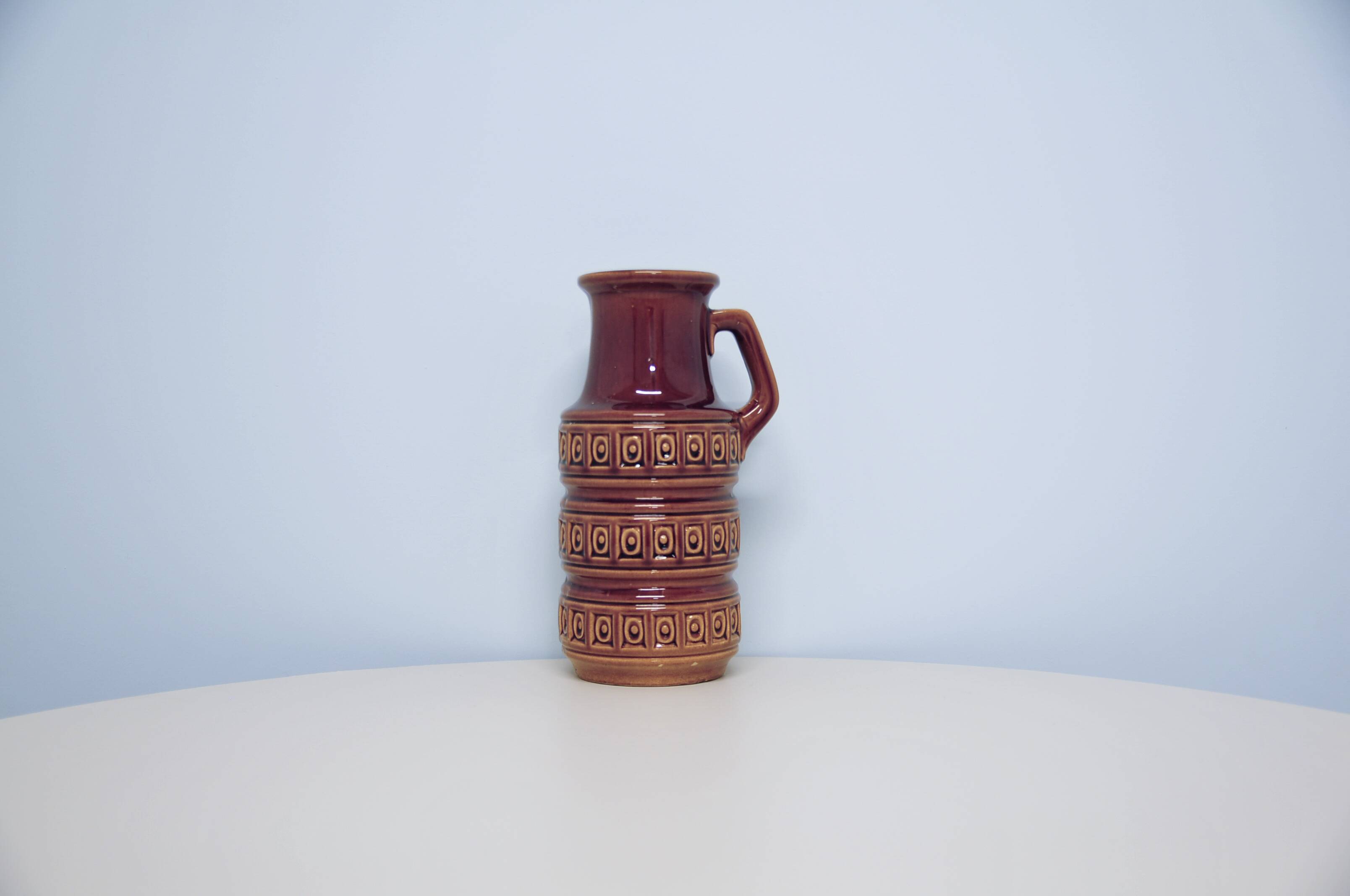 vintage brown West Germany Scheurich can vase