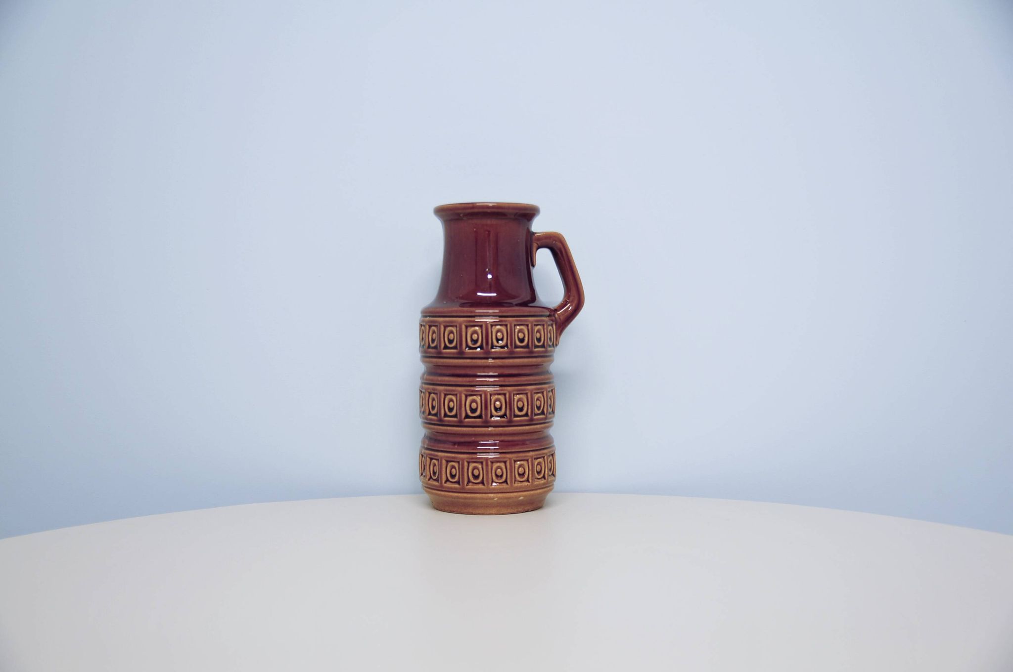 vintage brown West Germany Scheurich can vase