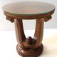 Table basse ronde Art déco en chêne et verre, Italie