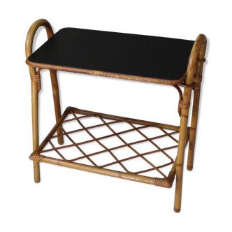 Vintage rattan & bamboo magazine holder table