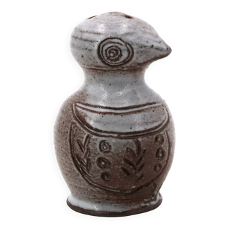 Owl-shaped stoneware ceramic salt cellar by Jeanne and Norbert Pierlot, 1960s