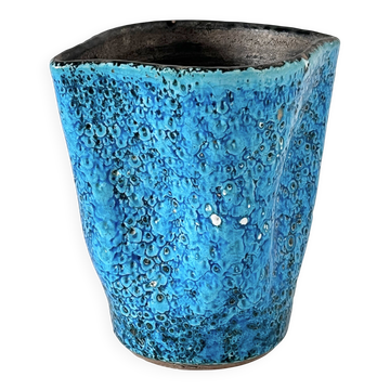 vase bleu glaciers emaux d'Annecy France 1960