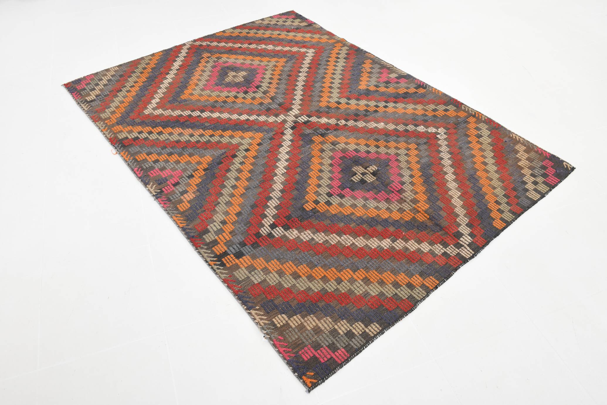 5x7 Red & Brown Tribal Vintage Kilim Rug, 171x251Cm