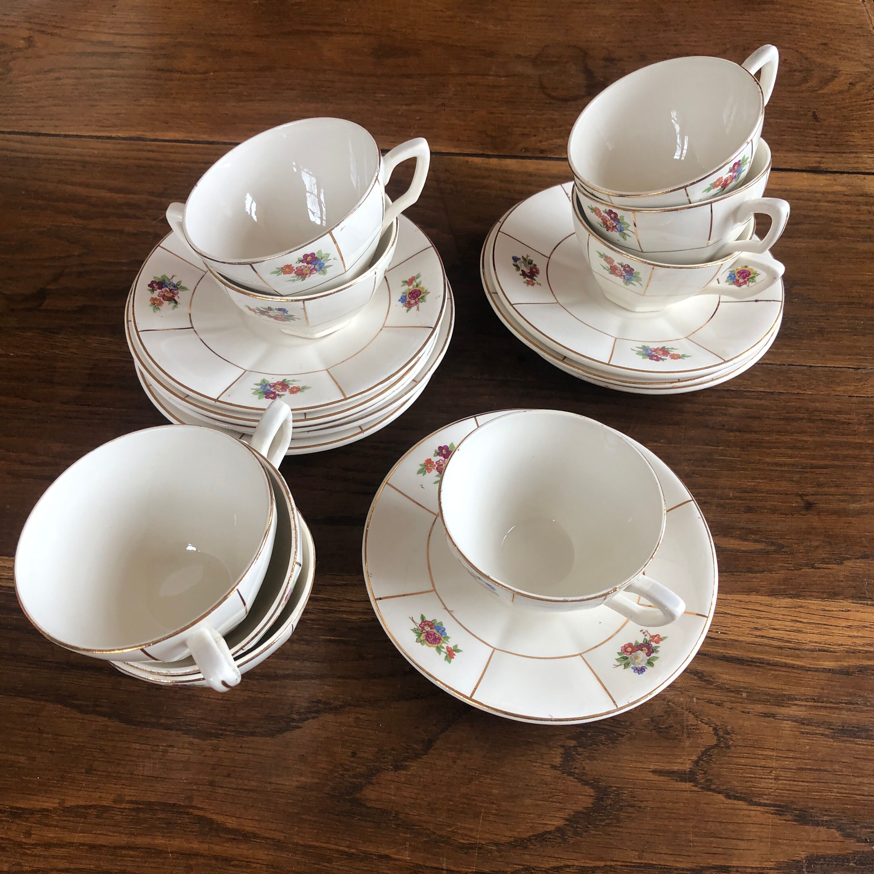 Set of 9 cups Prado Digoin and Sarreguemines