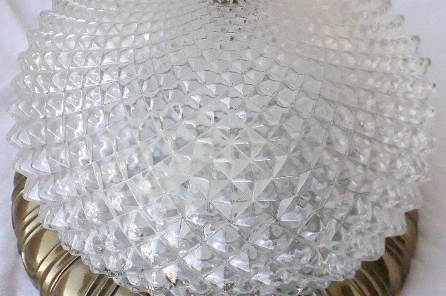 Bronze and glass ceiling lamp