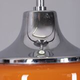 Vintage 1970s chandelier in metal and orange glass, italian design