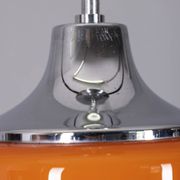 Vintage 1970s chandelier in metal and orange glass, italian design