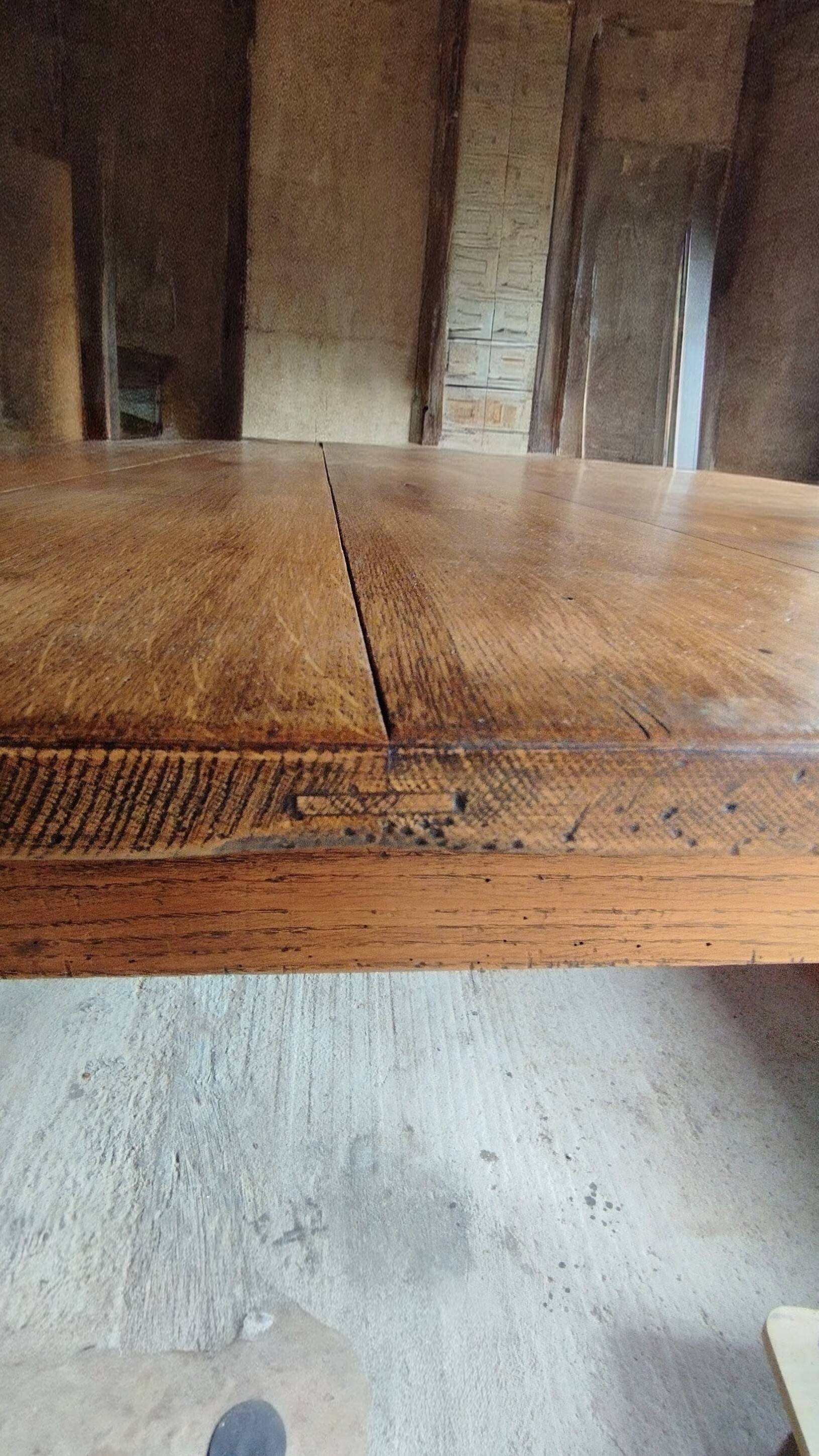 Solid oak farmhouse table, 270x120 cm, with 4 drawers