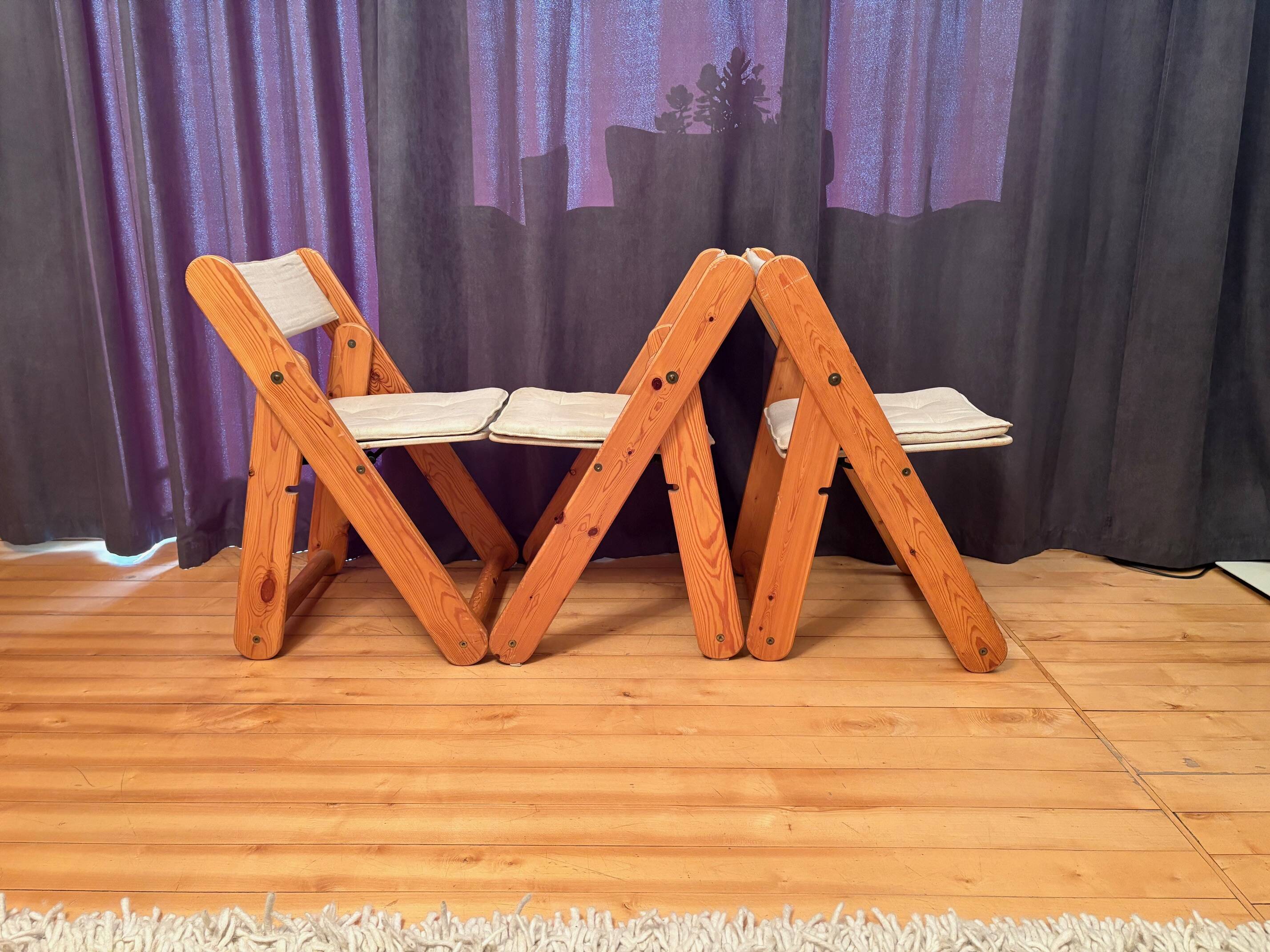 Set of three Kon-Tiki chairs designed by Gillis Lundgren, Ikea, Sweden, 197