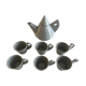 80s/90s design tea set, speckled ceramic, teapot + 6 cups.